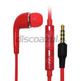 Earphones with microphone for Samsung Galaxy S4 Red