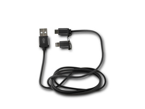 CABLE DATA AND CARGE 2 IN 1 USB MICRO WITH NEGRO LIGHTNING ADAPTADOR