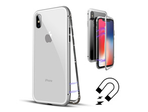 Magnetic Case with Tempered Glass iPhone X Silver