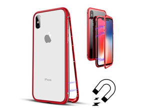 Magnetic Case with Tempered Glass iPhone X Red