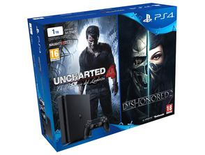 Playstation 4 Slim (1TB) + Uncharted 4 + Dishonored 2 console