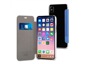 Case Double Blue Folio PU Transparent Rear iPhone X Muvit