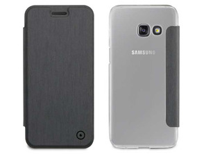 Folio Case Gray Transparent Back Cover Samsung Galaxy A3 2017 Muvit