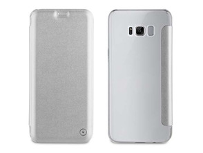 Folio Case Silver with Transparent Back Cover Samsung Galaxy S8 Plus Muvit