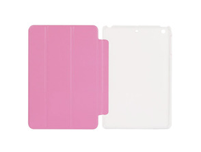 Folding Leather Cover Transparent PC Case for iPad Mini/Mini 2/Mini 3 Pink