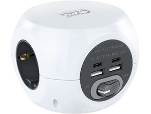 NanoCable Reglete 3 Enchufes and 4 White USB sockets