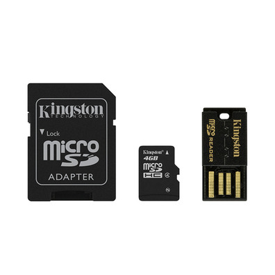 MICRO SD KINGSTON 4GB MULTIKIT WITH ADAPTADOR SD + USB CLASS 4 MB