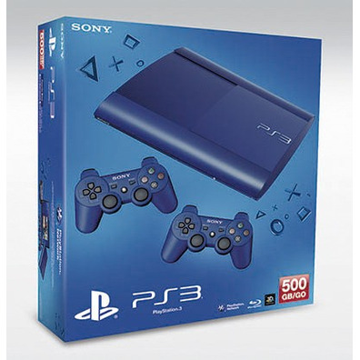 Playstation 3 Slim 500 GB (Blue) + 2 Dualshock 3
