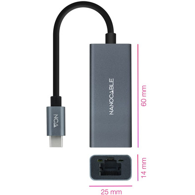 USB-C Adapter to RJ45 Nanocable 10.03.0406 1000 Mbps