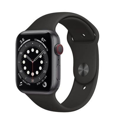 Apple Watch S6 44MM Space Grey with Black strap Sport Band MG2E3TY/A