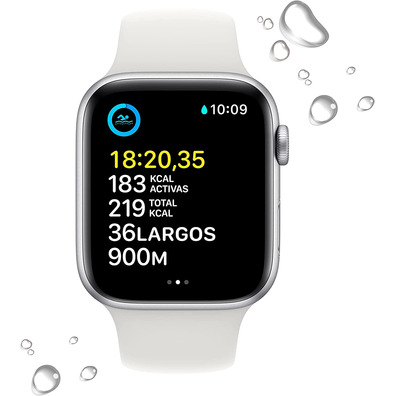 Apple Watch SE 2ª Gen GPS 44mm Aluminum Silver/White Sports Correa