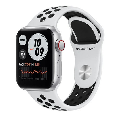 Apple Watch SE GPS/Cellular 40mm Silver Aluminum Case/Nike Sports Platinum Pure And Black Strap