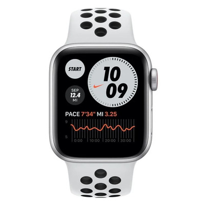 Apple Watch SE GPS/Cellular 40mm Silver Aluminum Case/Nike Sports Platinum Pure And Black Strap