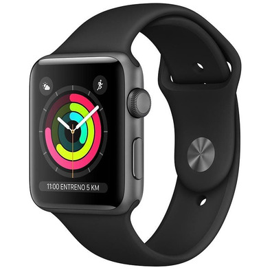 Apple Watch Series 3 38mm GPS Aluminium/Space Grey with Black sports strap MTF02QL/A
