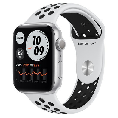 Apple Watch Series 6 GPS/44mm Aluminum in Silver/Correa Nike Sports Pure and Black Platinum