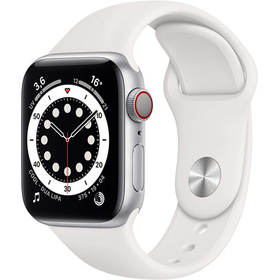 Apple Watch Series 6 GPS/Cellular 40mm Aluminium Box in Silver/White Sports Correa