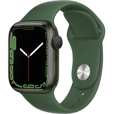 Apple Watch Series 7 GPS 41 mm Box Aluminum in Green/Green Sports Correa Trebol