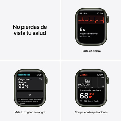 Apple Watch Series 7 GPS 41 mm Box Aluminum in Green/Green Sports Correa Trebol