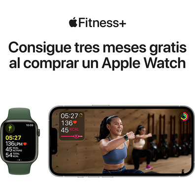 Apple Watch Series 7 GPS 41 mm Box Aluminum in Green/Green Sports Correa Trebol