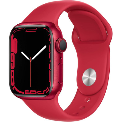 Apple Watch Series 7 GPS 41 mm Aluminium Box in Red/Red Sports Correa