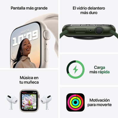 Apple Watch Series 7 GPS 45mm Box Aluminium Green/Green Sports Correa Trebol