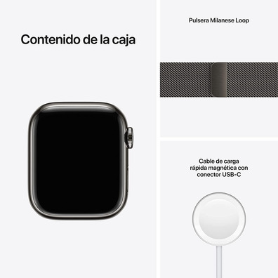 Apple Watch Series 7 GPS/Cellular 41 mm Graphite Steel Box/Milanese Correa in Graphite