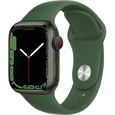 Apple Watch Series 7 GPS/Cellular 41 mm Aluminium Box in Green/Green Sports Correa Trebol