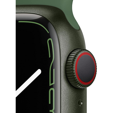 Apple Watch Series 7 GPS/Cellular 41 mm Aluminium Box in Green/Green Sports Correa Trebol