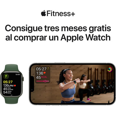 Apple Watch Series 7 GPS/Cellular 41 mm Aluminium Box in Green/Green Sports Correa Trebol