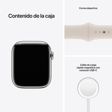 Apple Watch Series 7 GPS/Cellular 45 mm Steel Box Correa Sports White Star