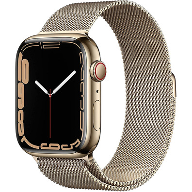 Apple Watch Series 7 GPS/Cellular 45 mm Gold Steel Box/Milanese Correa in Gold