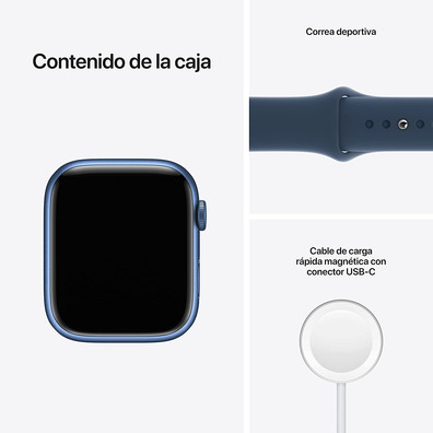 Apple Watch Series 7 GPS/Cellular 45 mm Aluminium Box in Blue/Blue Sports Correa Abyss