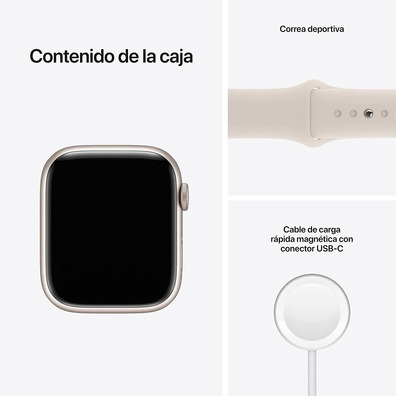 Apple Watch Series 7 GPS/Cellular 45 mm Aluminium Box in White Star/White sports strap