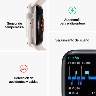 Apple Watch Series 8 GPS 45mm Silver/Correa Blanco