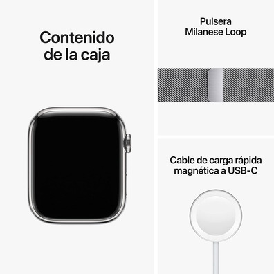 Apple Watch Series 8 GPS/Cellular 45mm Silver/Correa Milanese Loop Silver