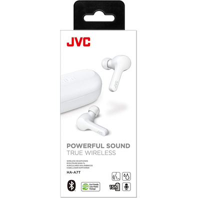 White JVC HA-A7T Bluetooth Headphones