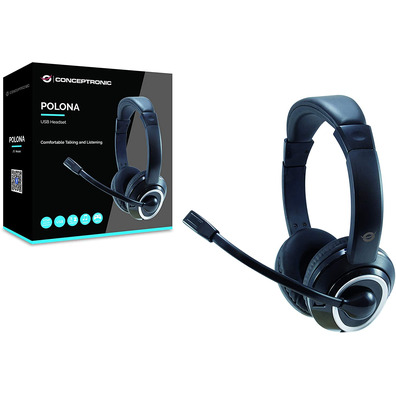 Headsets with Microphone Conceptronic Polona 01B Black