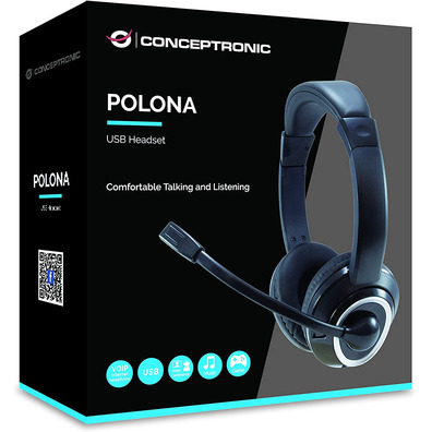 Headsets with Microphone Conceptronic Polona 01B Black