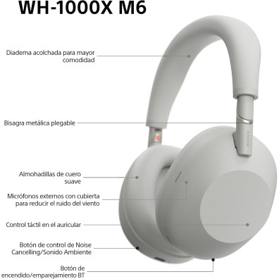 Sony WH-1000XM6 Wireless Headphones - Bluetooth, ANC - Silver