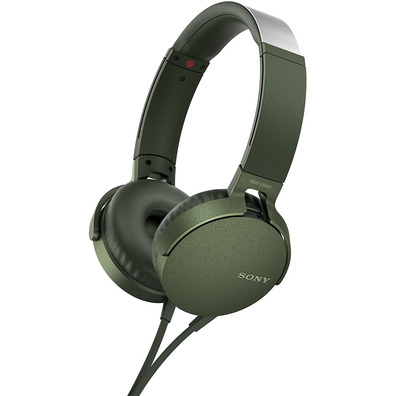 Sony MDR-XB550AP Extra Bass Headphones with Green Microphone