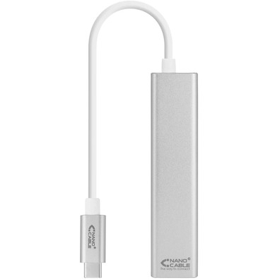 USB C 3.0 to RJ45 + 3xUSB 3.0 Nanocable Silver Cable