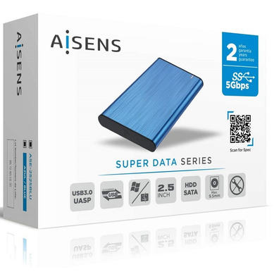 External Box 2.5 '' USB 3.1 SATA Aisens Aluminium Blue ASE-2525BLU