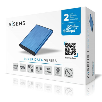 External Box 2.5 '' USB 3.1 SATA Aisens Aluminium Blue ASE-2525BLU