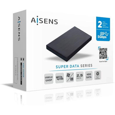 Outer Box 2.5 '' USB 3.1 sata AISENS Black Aluminium