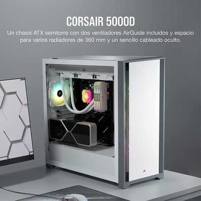Semitorre Corsair 5000D Tempered Glass White Box