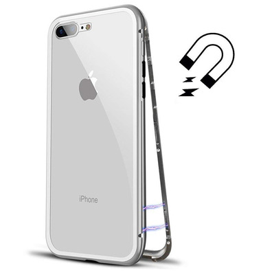 Magnetic Case with Tempered Glass iPhone 7/8 Plus Silver