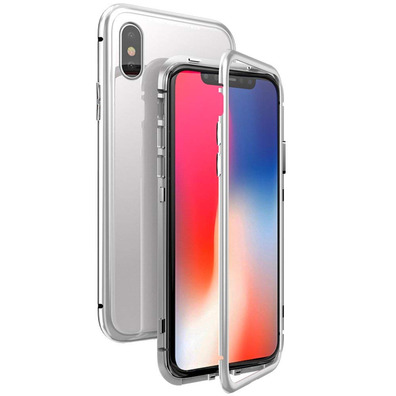 Magnetic Case with Tempered Glass iPhone 7/8 Plus Silver