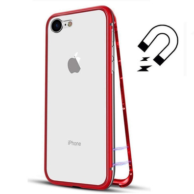 Magnetic Case with Tempered Glass iPhone 7/8 Plus Red