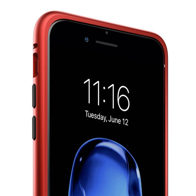 Magnetic Case with Tempered Glass iPhone 7/8 Red