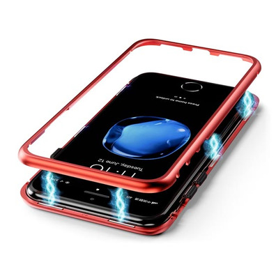 Magnetic Case with Tempered Glass iPhone 7/8 Red